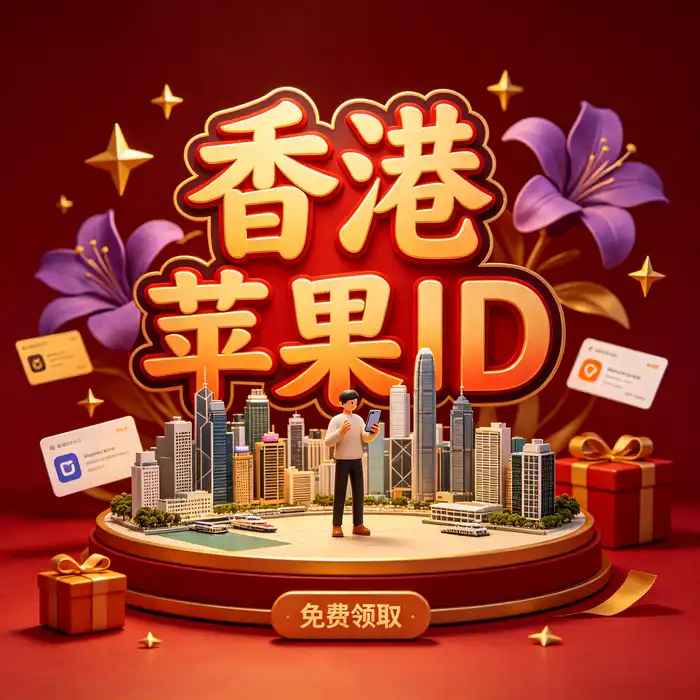 美区id与港区apple id的账号地区设置主题图片，展示香港 App Store 概念